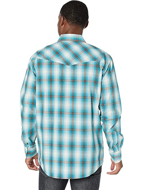 Roper Teal Ombre Plaid Western Shirt with Snaps