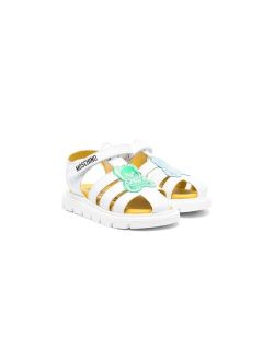 Kids Teddy Bear-patch caged sandals