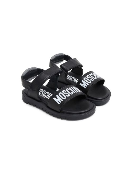 Moschino Kids logo-print leather sandals
