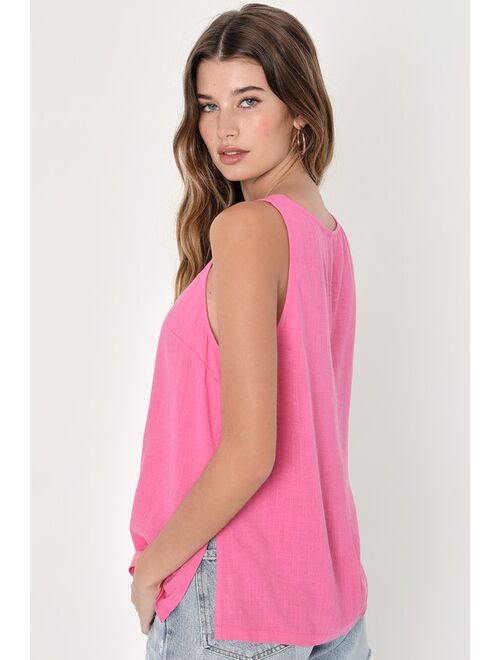 Lulus Amalfi Attitude Pink Linen Tank Top