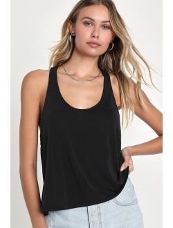 Casually Captivating Black Strappy Scoop Neck Tank Top