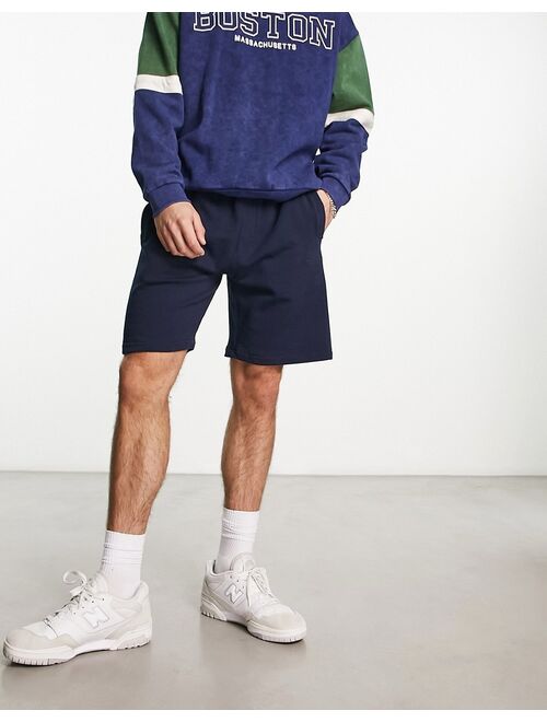 Pull&Bear basic jersey short in navy