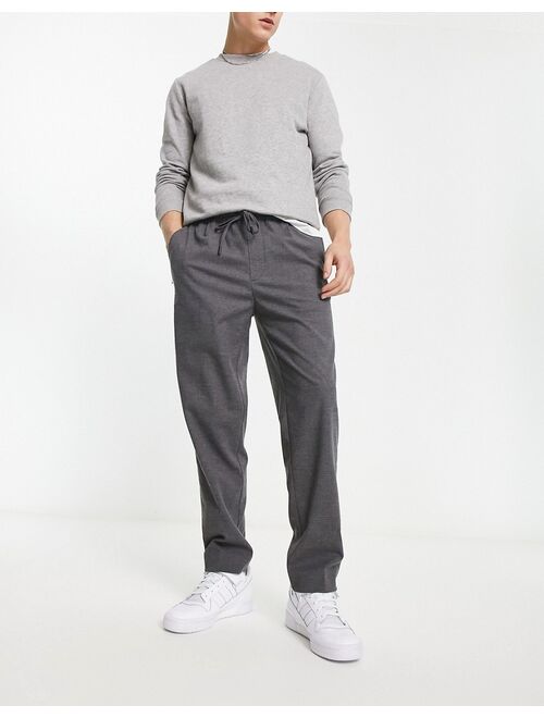 Pull&Bear textured smart pants in gray exclusive to ASOS
