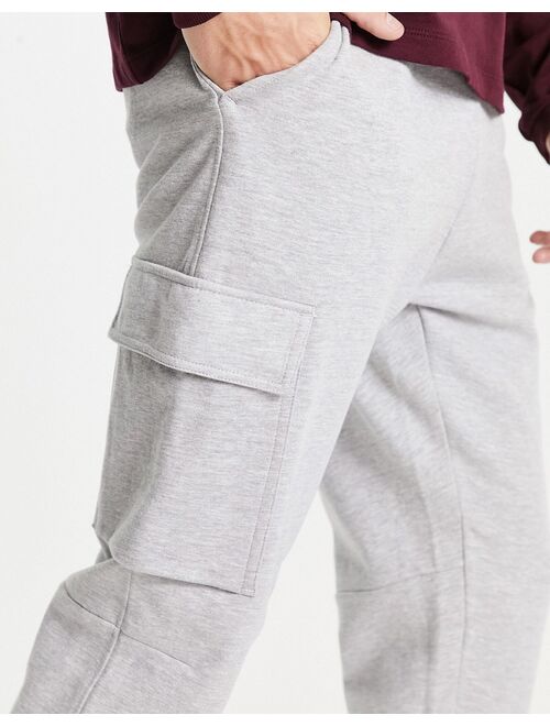 Pull&Bear cargo sweatpants in gray