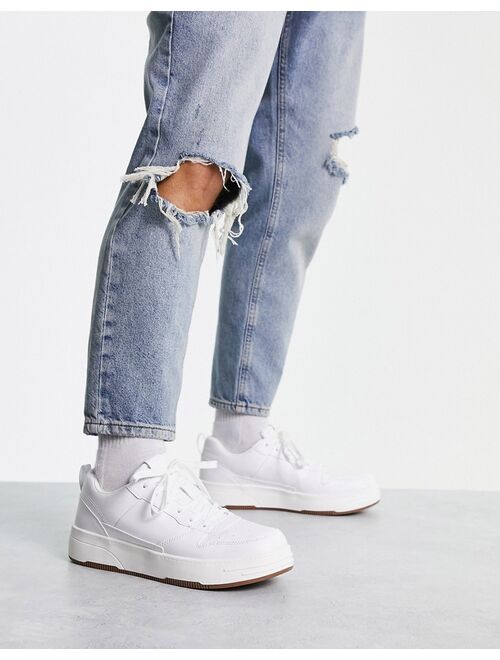 Pull&Bear chunky lace-up sneakers in white