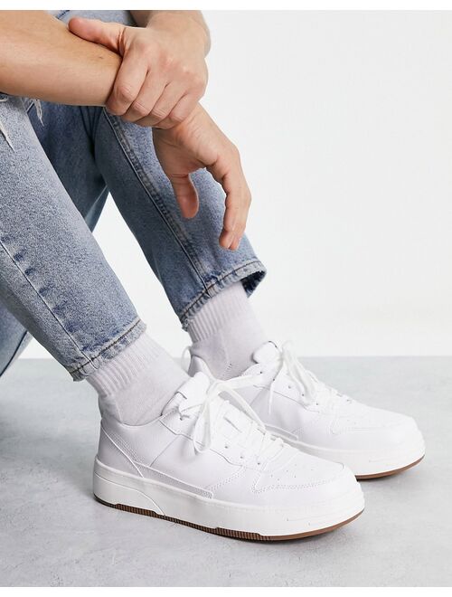 Pull&Bear chunky lace-up sneakers in white