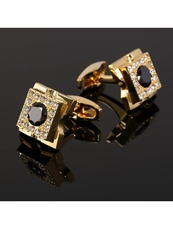 Sogee Black Crystal Cufflinks for Men Elegant Mens Cuff Links for Wedding Party Unique Gift