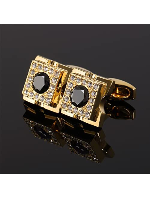 Sogee Black Crystal Cufflinks for Men Elegant Mens Cuff Links for Wedding Party Unique Gift