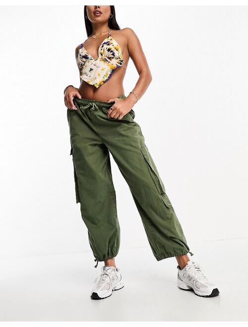 Pull&Bear tie dye scarf hem halterneck top in multi