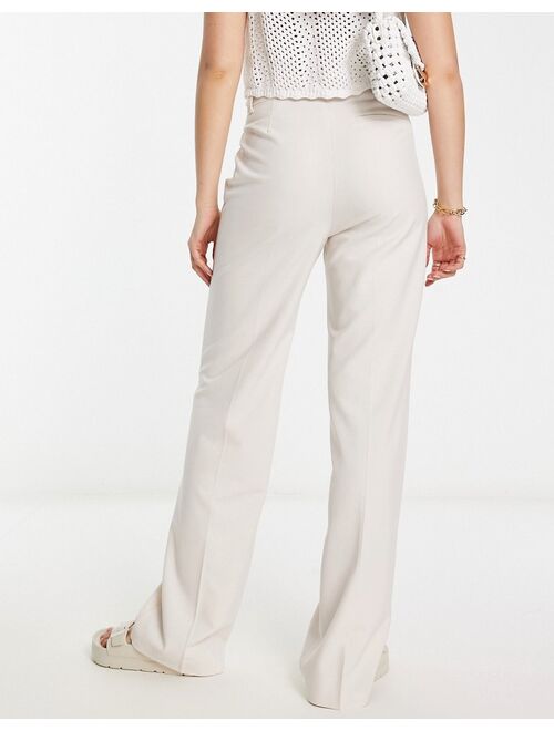 Pull&Bear high waisted tailored pants in ecru