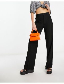 high waisted tailored pants in black