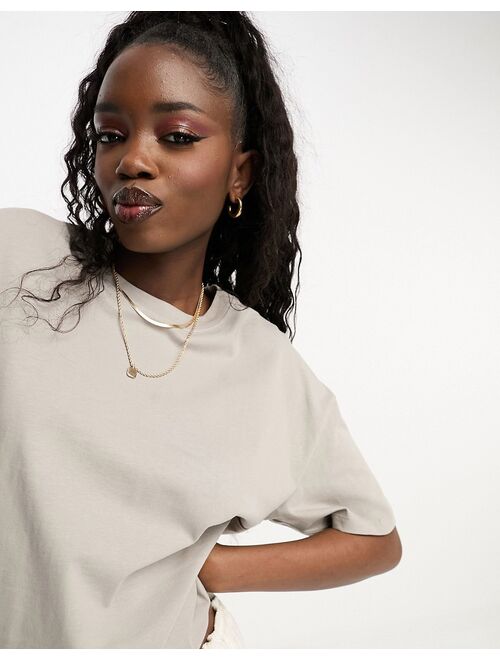 Pull&bear oversized T-shirt in stone gray