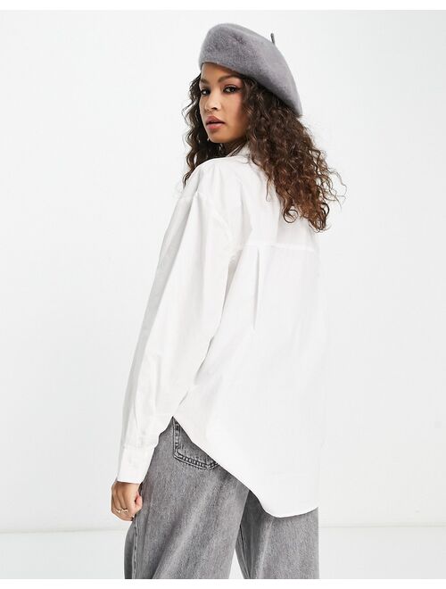 Pull&Bear oversized poplin shirt in white