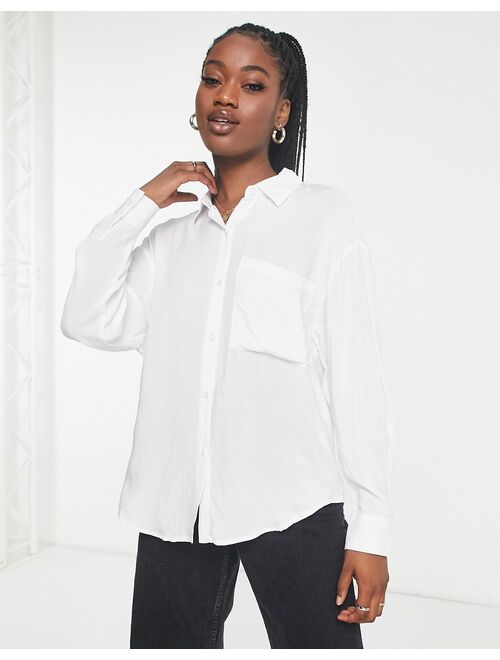 Pull&Bear oversized shirt in white