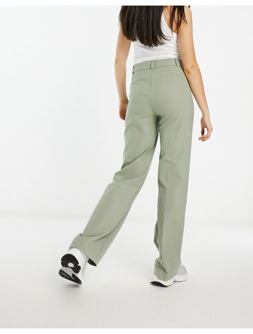 Pull&Bear high waisted tailored pants in green