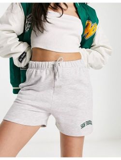 elasticated waist jersey shorts in heather gray