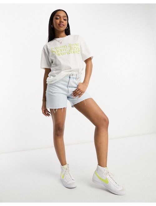 Pull&Bear 'Neon Lime' graphic t-shirt in lime