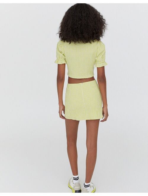 Pull&Bear gingham coordinating skirt in green