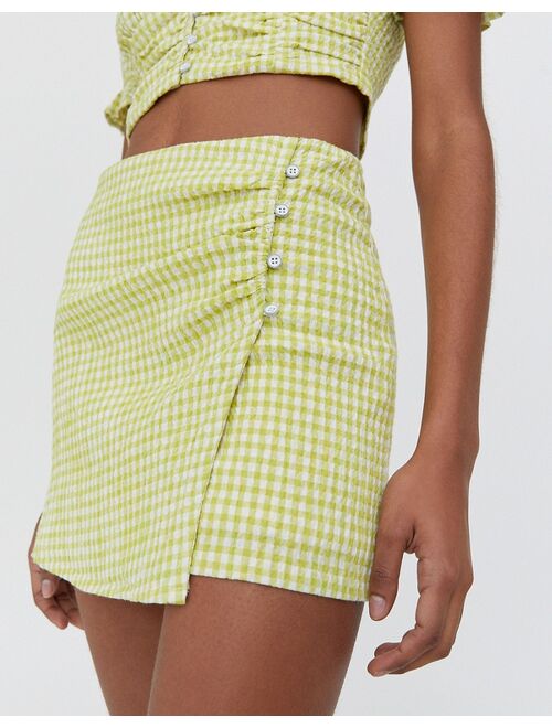 Pull&Bear gingham coordinating skirt in green