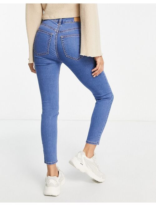 Pull&Bear Petite super skinny high waisted jeans in medium blue