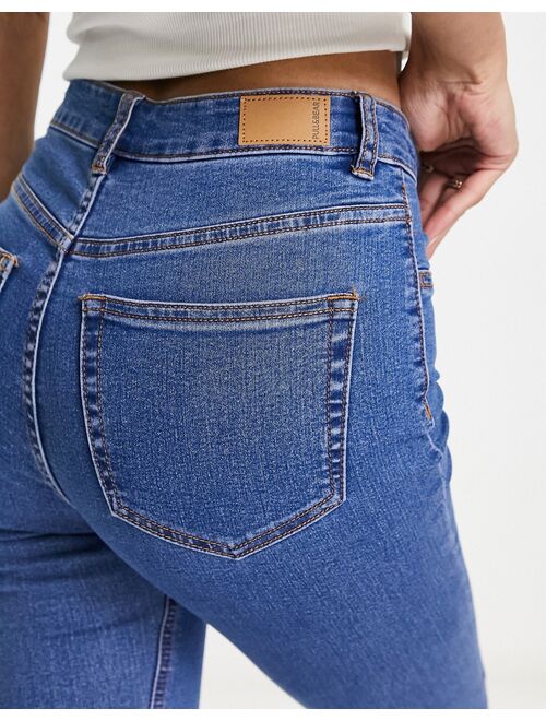 Pull&Bear high waist skinny jeans in mid blue