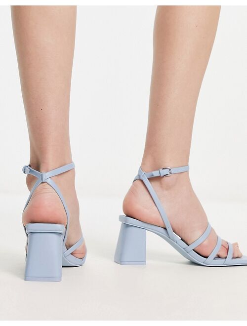 Pull&Bear strappy heeled sandals in light blue