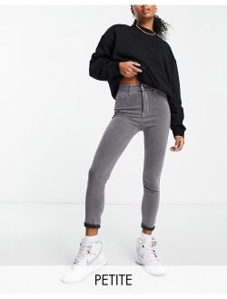 petite super skinny high waisted jeans in gray