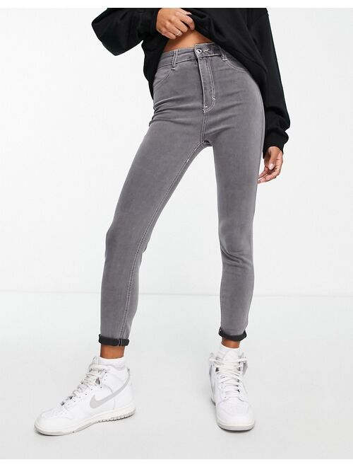 Pull&Bear petite super skinny high waisted jeans in gray