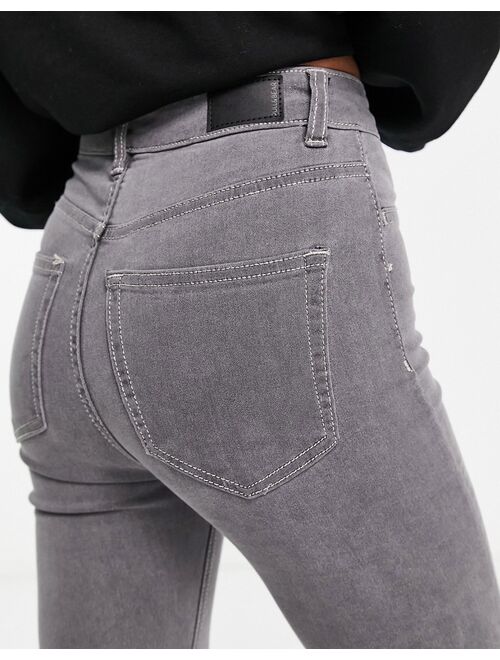 Pull&Bear petite super skinny high waisted jeans in gray