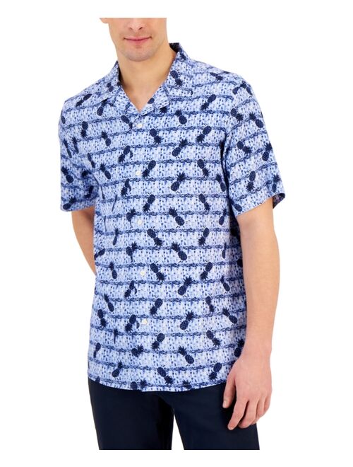 CLUB ROOM Men's Short-Sleeve Elevated Pineapple Shirt, Created for Macy's