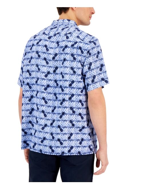 CLUB ROOM Men's Short-Sleeve Elevated Pineapple Shirt, Created for Macy's