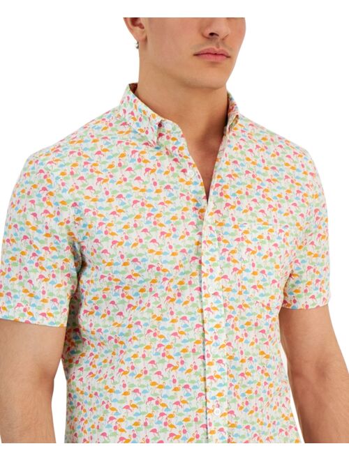 CLUB ROOM Men's Flamingo Poplin Shirt, Created for Macy's