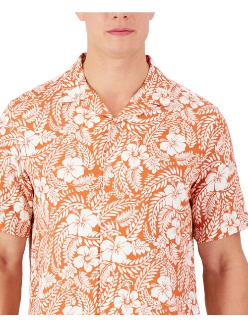 CLUB ROOM Men's Short-Sleeve Johnson Floral Silk Shirt, Created for Macy's