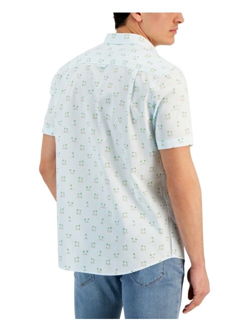 CLUB ROOM Men's Tropical Leisure Poplin Shirt, Created for Macy's
