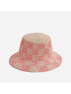 Girls' straw bucket hat