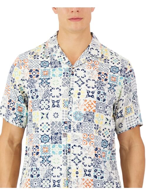 CLUB ROOM Men's Rumbie Mixed Medallion Silk Shirt, Created for Macy's