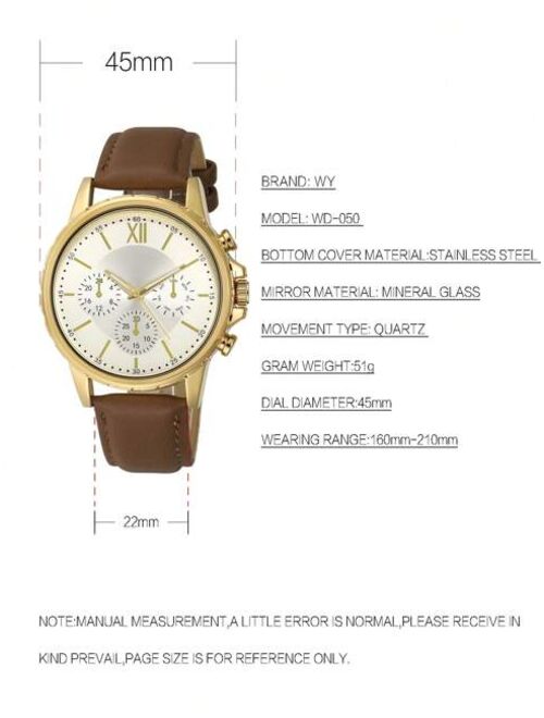WaiYa Jewelry & Watches Men Round Pointer Quartz Watch