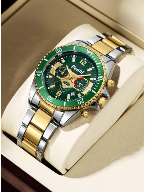 Poshi Jewelry & Watches Men Triple Dial Date Quartz Watch
