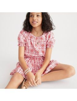 Girls' puff-sleeve top with embroidery