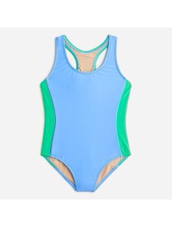 Girls' colorblock racerback one-piece swimsuit with UPF 50