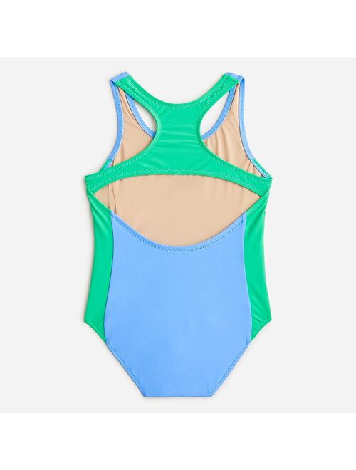 J.Crew Girls' colorblock racerback one-piece swimsuit with UPF 50+