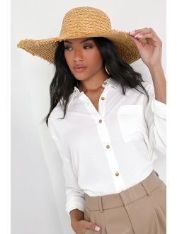 Sunshine and Feeling Fine Natural Woven Floppy Straw Sun Hat