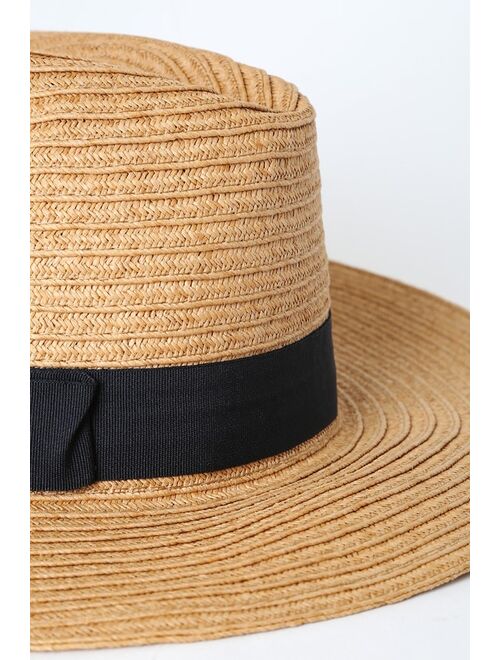 San Diego Hat Company San Diego Hat Co. Far From Basic Beige Woven Fedora Hat