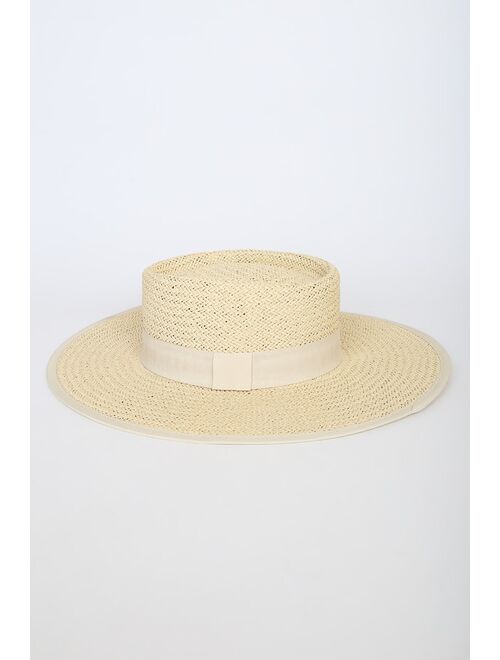 Lulus Feel the Wind Ivory Straw Boater Hat