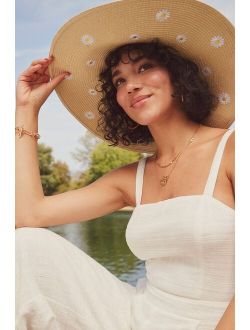 Sun-Daisy Natural Floral Embroidered Straw Sun Hat