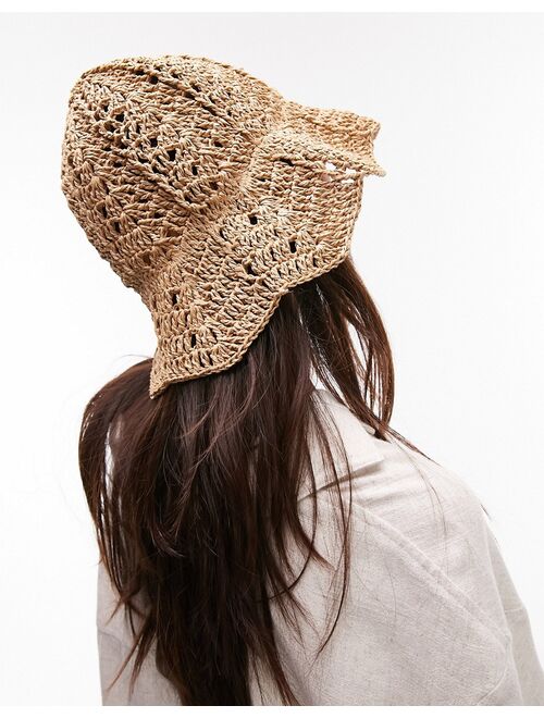 Topshop crochet bucket hat in natural