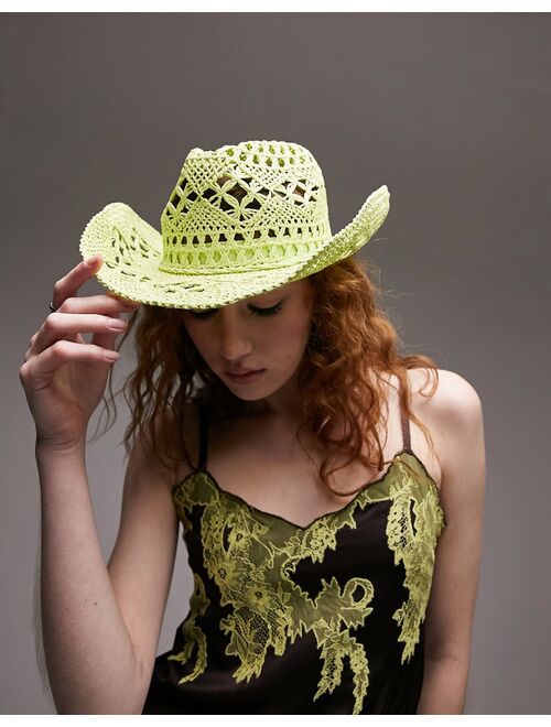 Topshop straw cowboy hat in lime