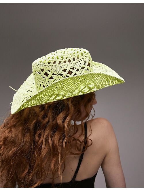 Topshop straw cowboy hat in lime