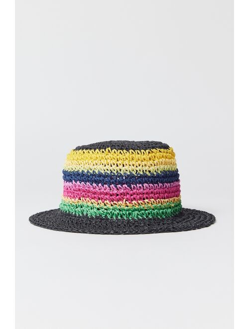 Urban Outfitters Striped Straw Bucket Hat