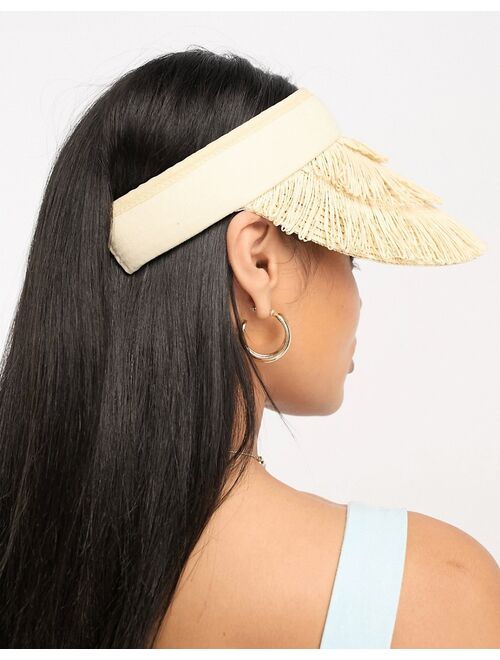 South Beach textured straw visor in cream